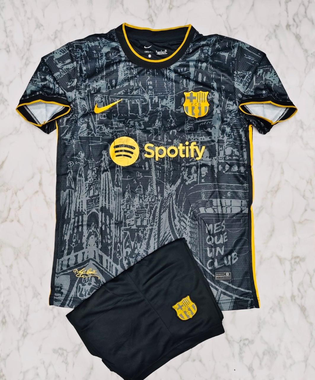 F.C Barcelona Black Yellow Spotify Jersey Kit - 2025/26