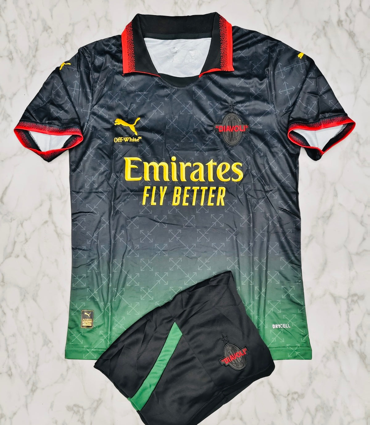 AC Milan X OffWhite - 4th Kit - Black Green Jersey Kit - 2024/25